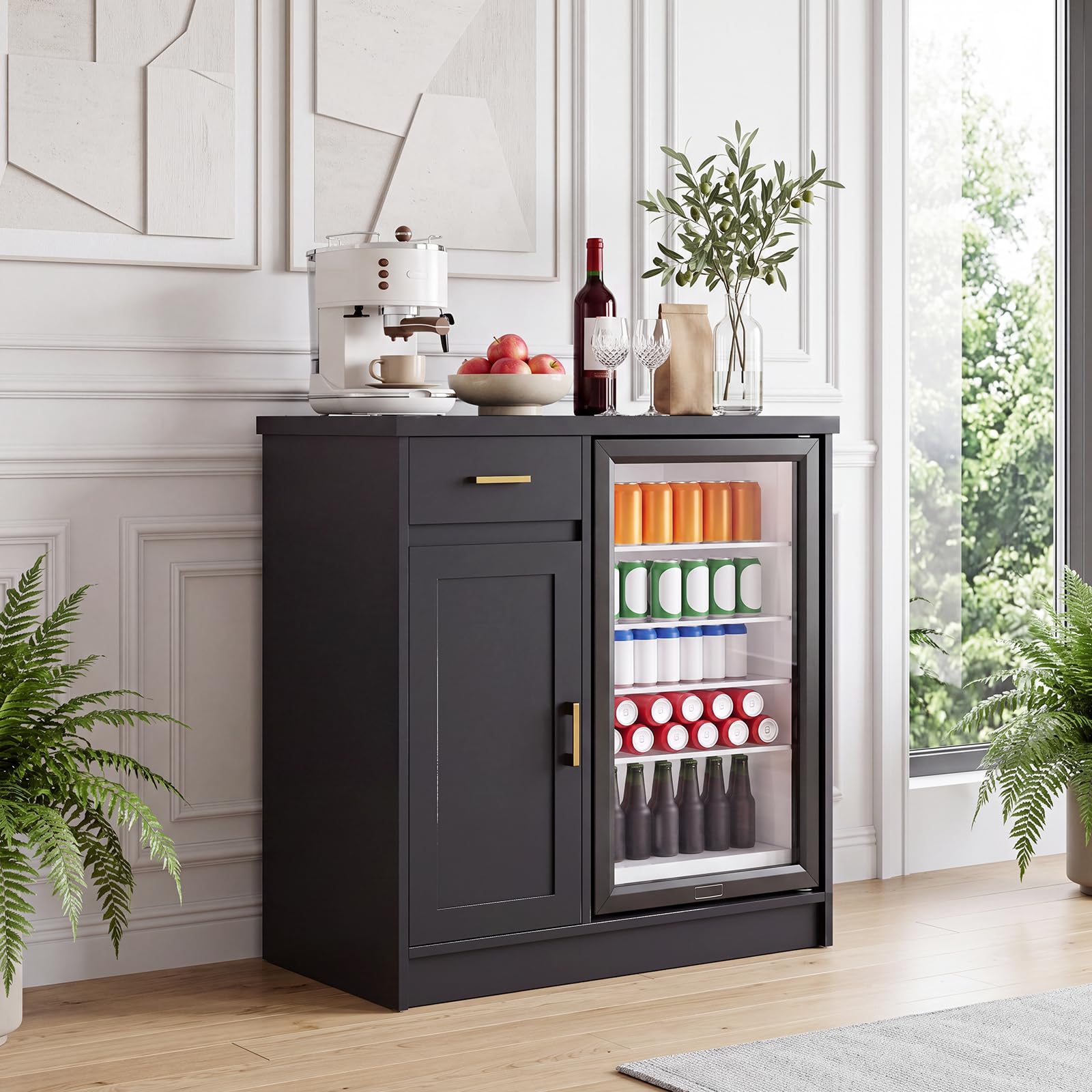 Home Bar Setup - خزانة بار نبيذ بتصميم ريفي مقاس