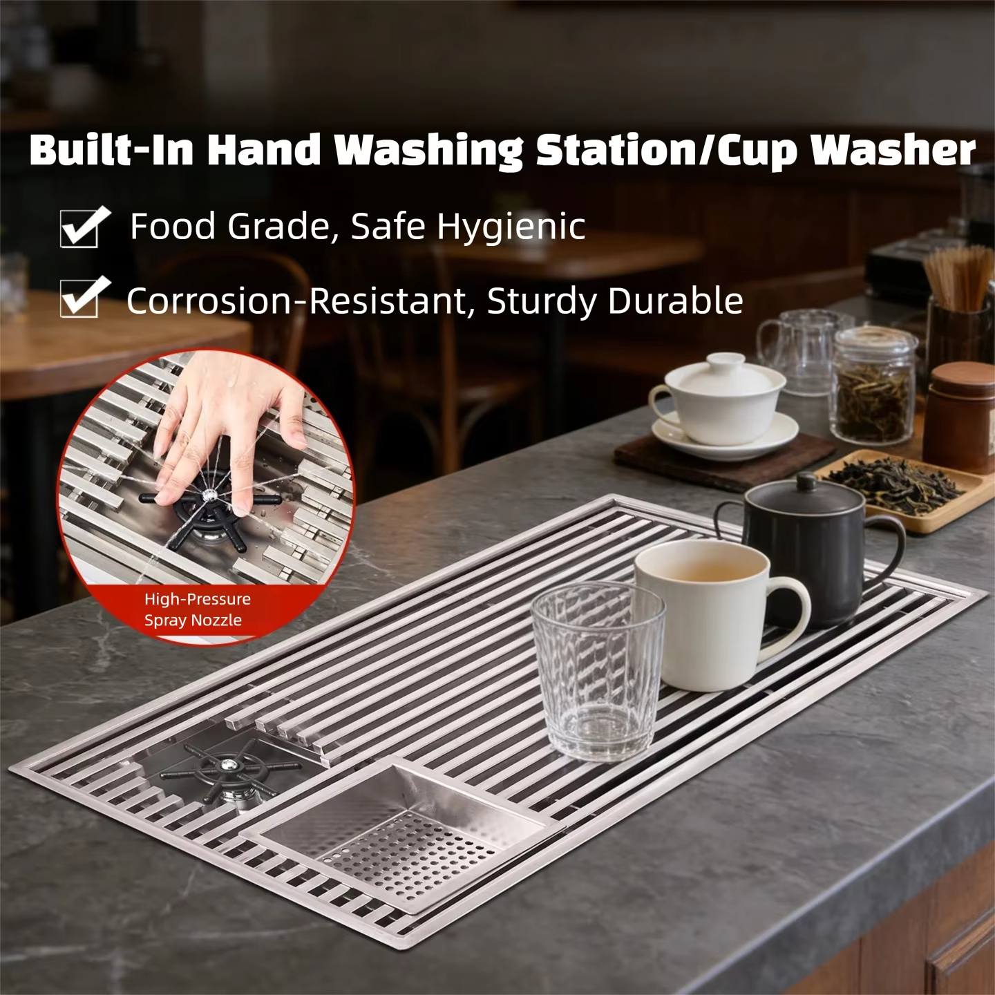 صينية شاي عصرية مدمجة مع تصريف - مراجعة Home Bar And Counter وسعره