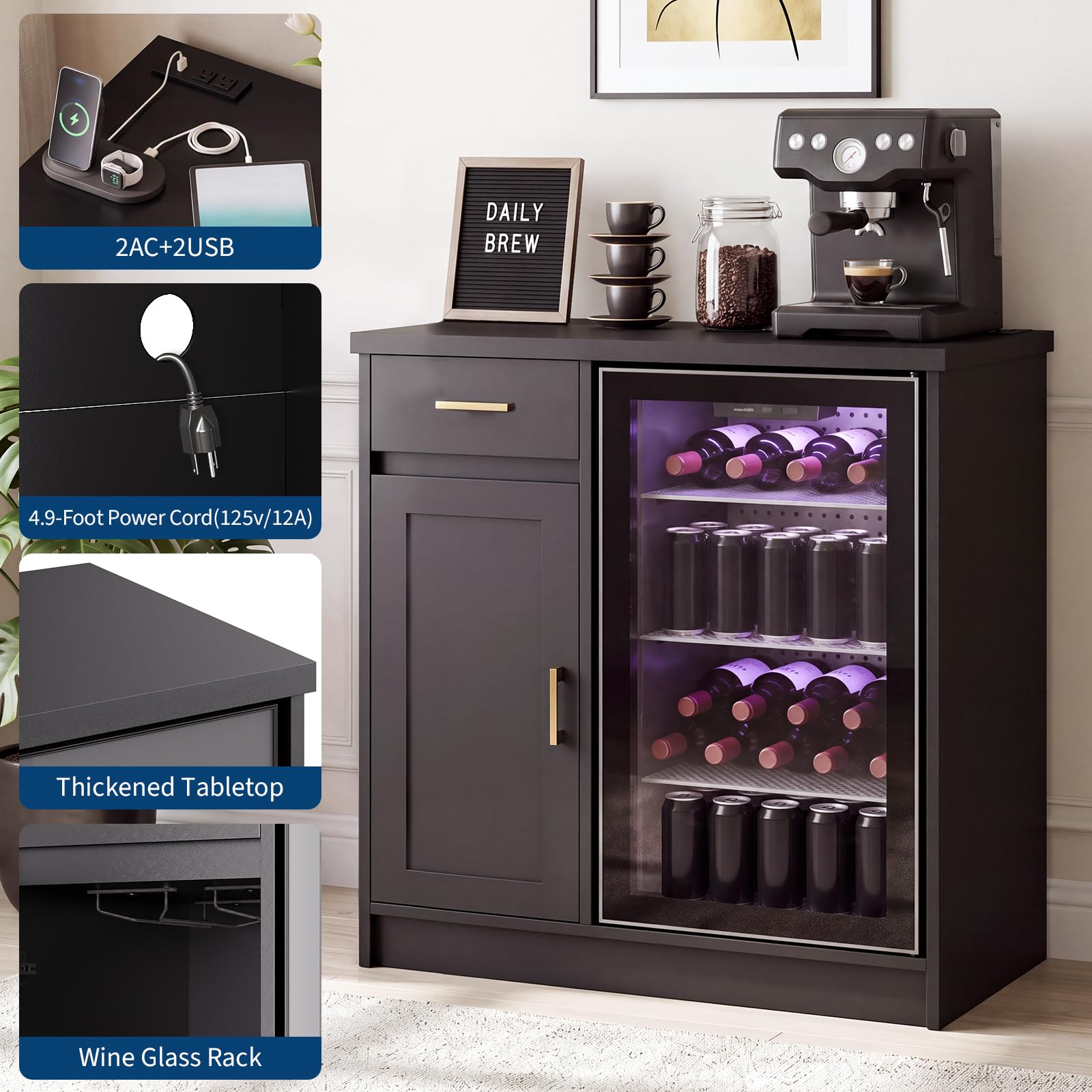 خزانة بار نبيذ بتصميم ريفي مقا - مراجعة Home Bar Setup وسعره